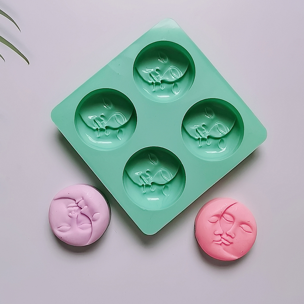 Soap Making Homemade - 4 Cavity Silicone Soap Mold Moon