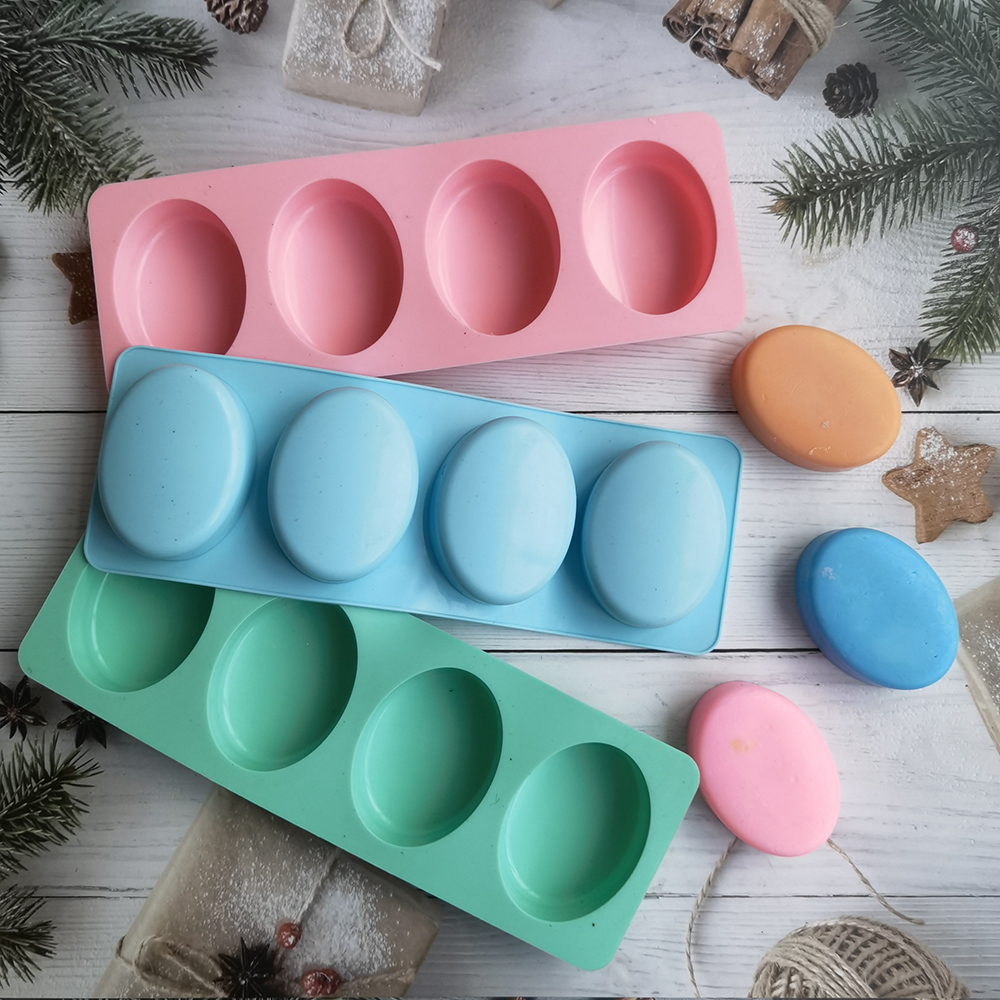 Soap Making Homemade - Silicone Soap Mold 4 Holes Oval