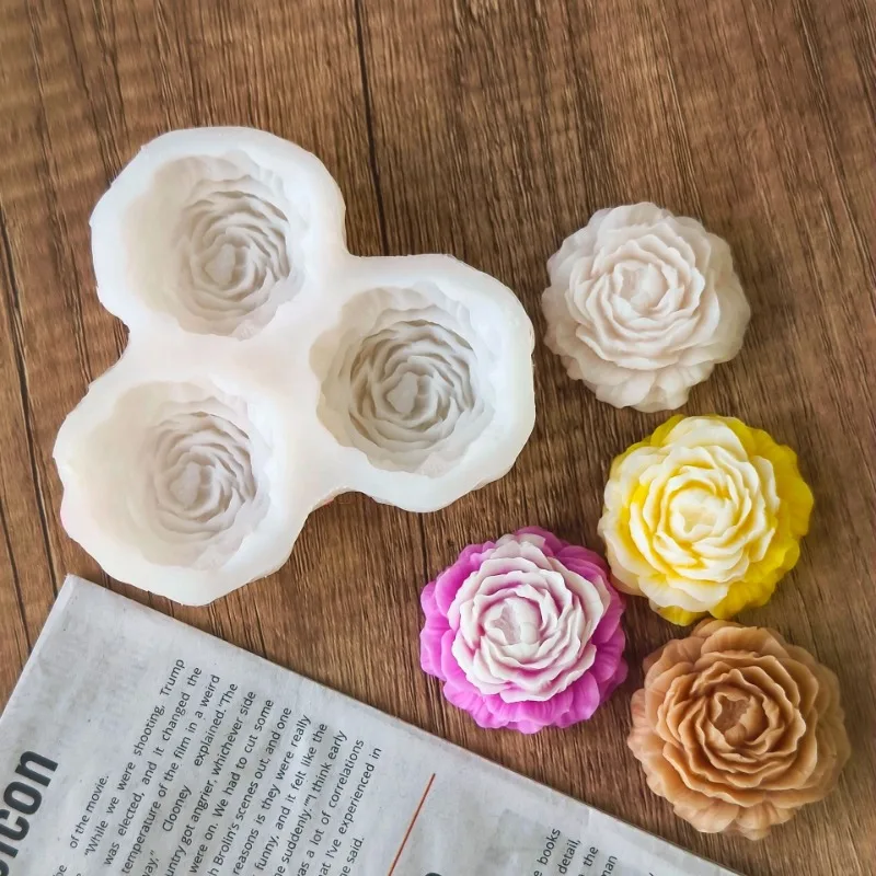 Soap Making Name - Peony Flower Candle Silicone Mold 3D