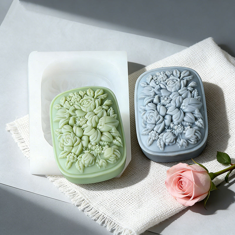 Square Floral Silicone Soap Mo - Soap Making Home のレビューと価格