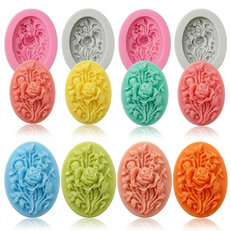 4 Silicone mold with flower sh - Soap Making Name のレビューと価格