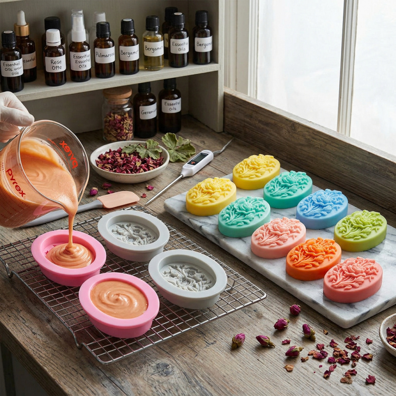4 Silicone mold with flower sh - Soap Making Name のレビューと価格